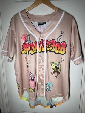 Nickelodeon SpongeBob Graphic Baseball Jersey - Tan with White Trim